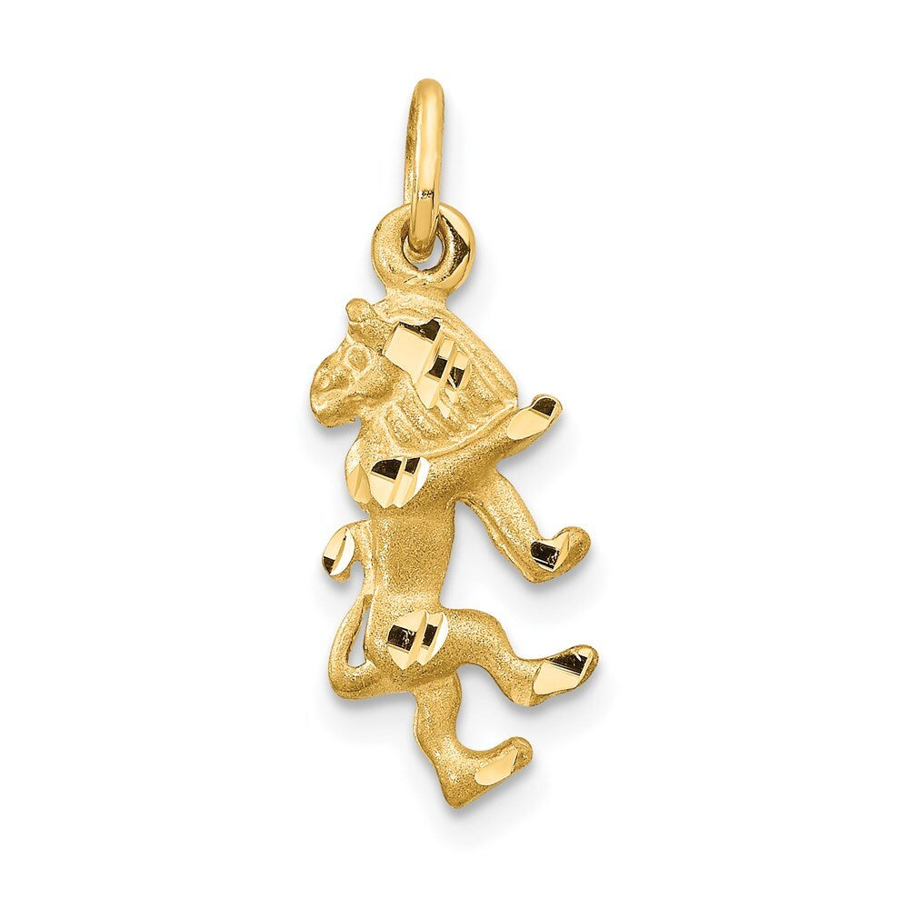 14k Yellow Gold Satin Diamond-cut Leo Zodiac Charm Pendant for Women