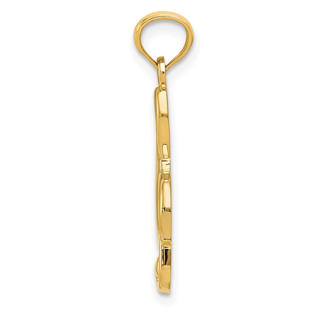 14k Yellow Gold Gold Polished Treble Clef Pendant for Women
