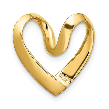 14k Yellow Gold Polished Heart Chain Slide Pendant for Women