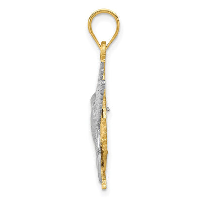 14k Two-tone Gold Hummingbird Charm Pendant for Women