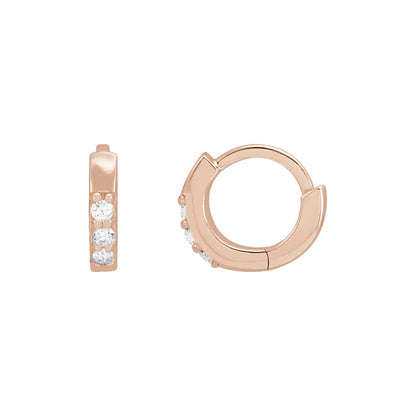 14k Rose Gold .05 CTW Diamond 8 mm Huggie Stud Earrings Fine Jewelry for Women