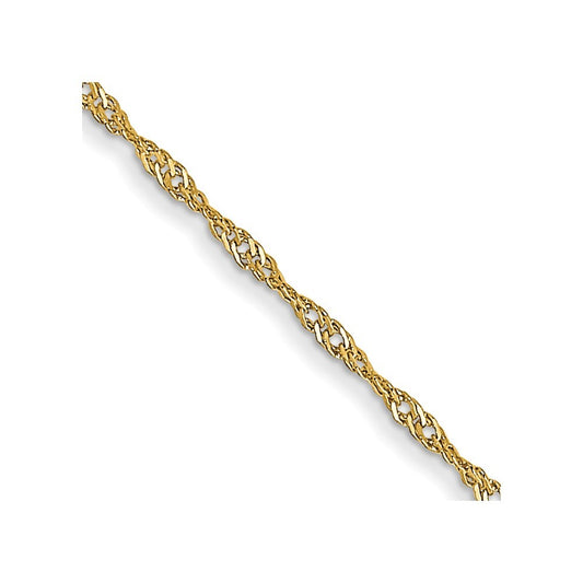 14k Yellow Gold 16 inch Carded 1mm Singapore Chain Necklace