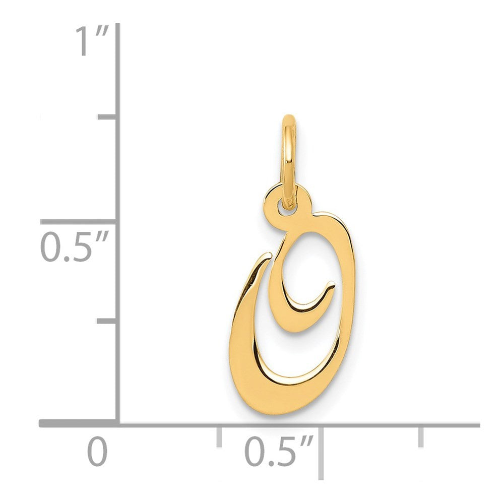 14k Yellow Gold Small Fancy Script Letter O Initial Charm Pendant
