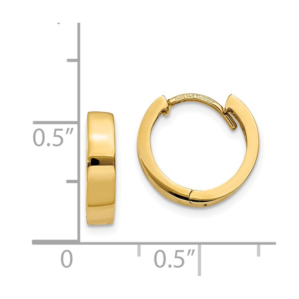 14k Yellow Gold Round Hinged Hoop Earrings Gift for Women
