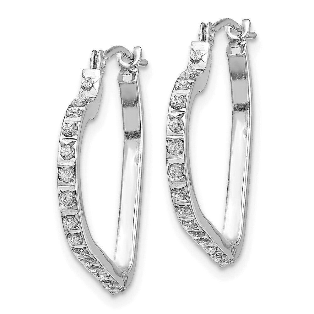 14k White Gold Diamond Fascination Heart Hoop Earrings Gift for Women