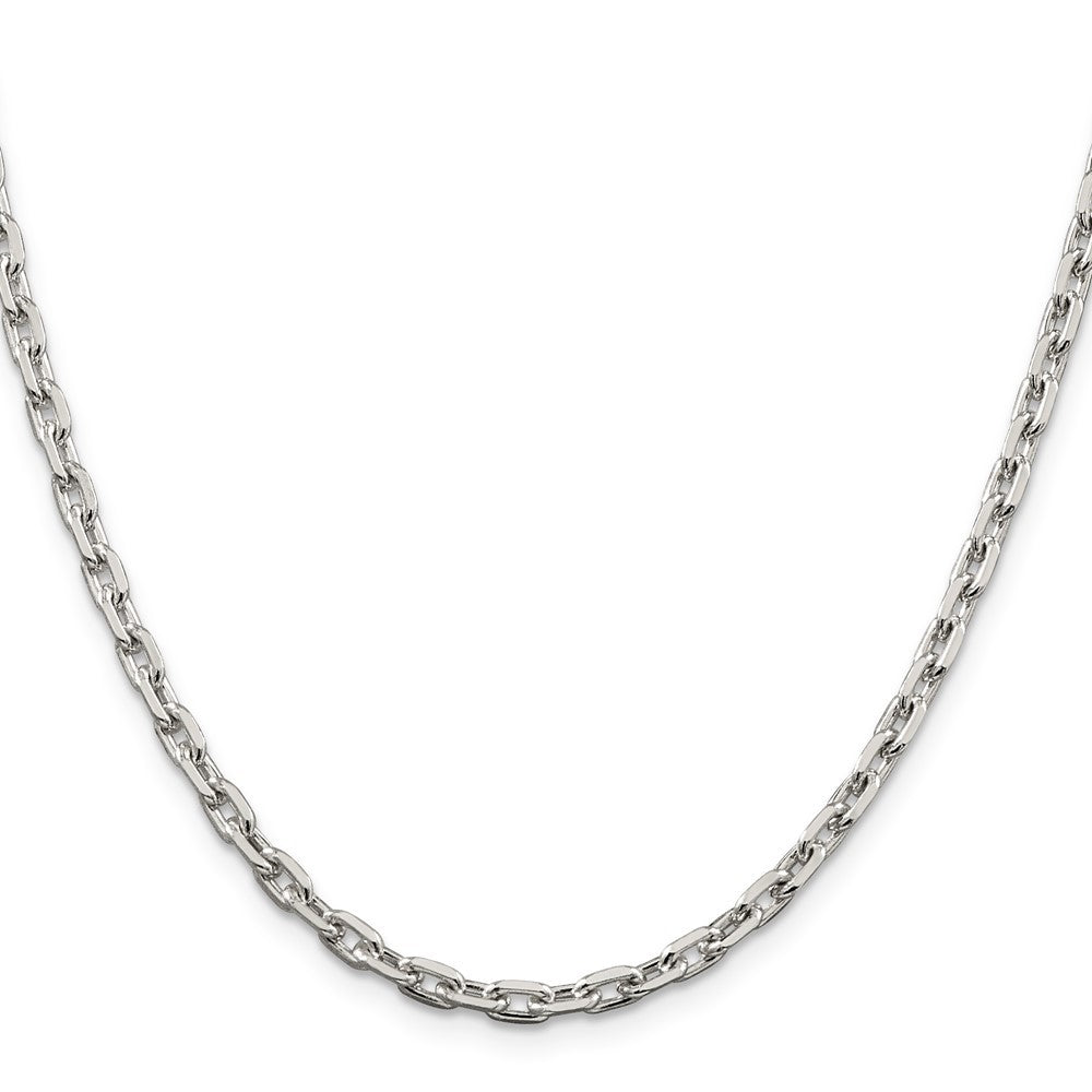Sterling Silver 3.95mm Beveled Oval Cable Chain Necklace