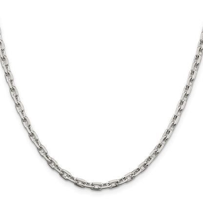 Sterling Silver 3.95mm Beveled Oval Cable Chain Necklace