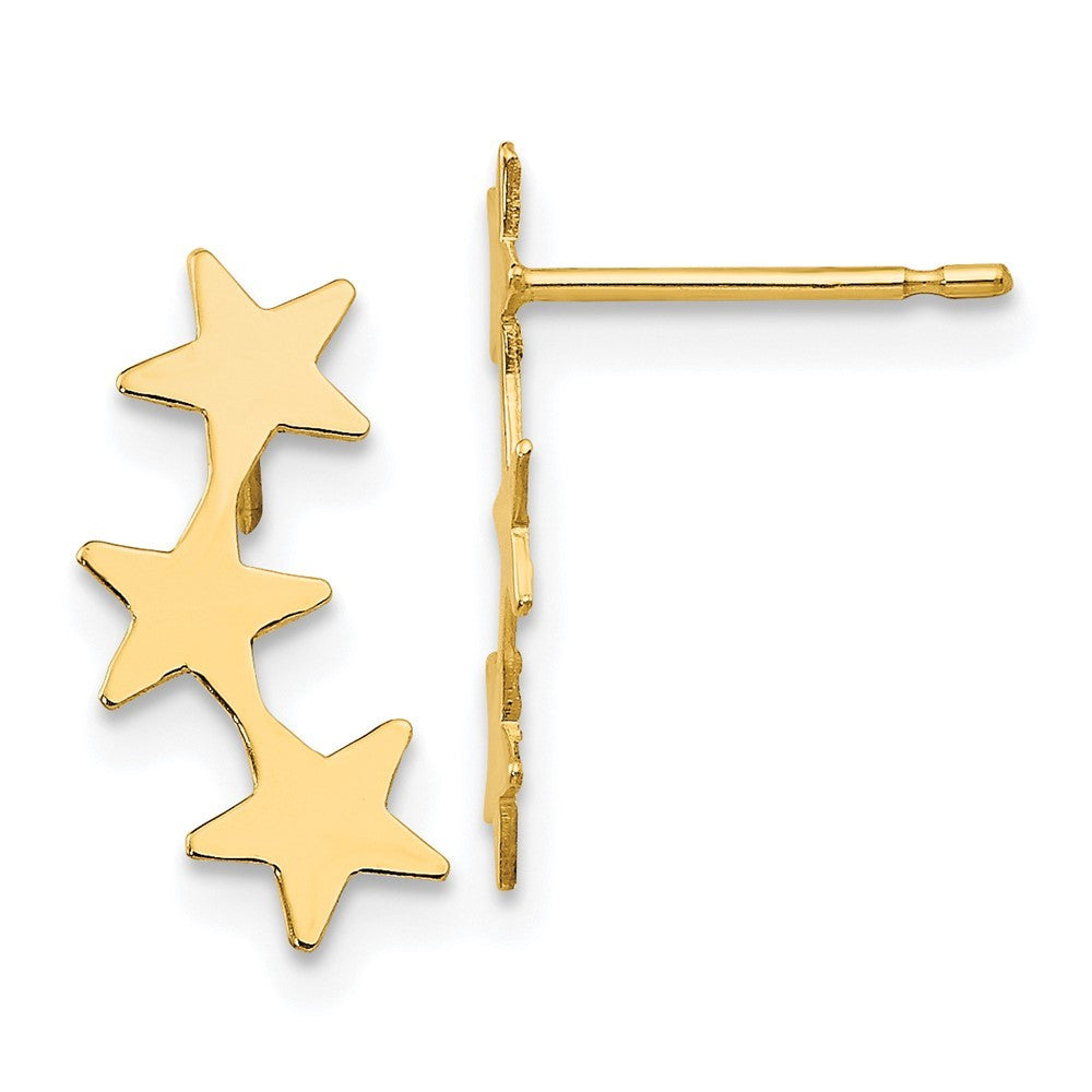 14k Yellow Gold Polished 3-Star Earrings