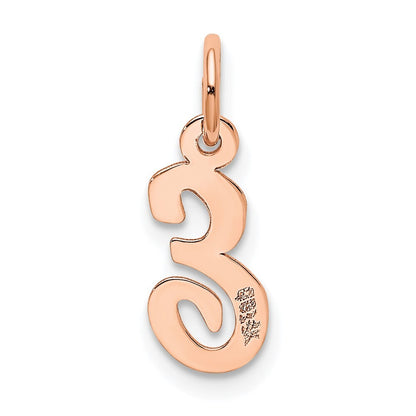 14k Rose Gold Small Script Letter E Initial Charm Pendant for Women