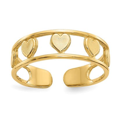 14k Yellow Gold Heart Toe Ring