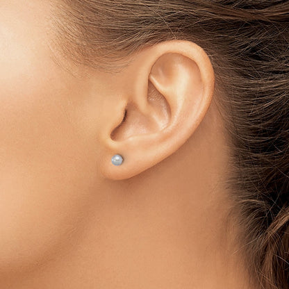 14k Yellow Gold 4-5mm Grey Round Freshwater Cultured Pearl Stud Earrings