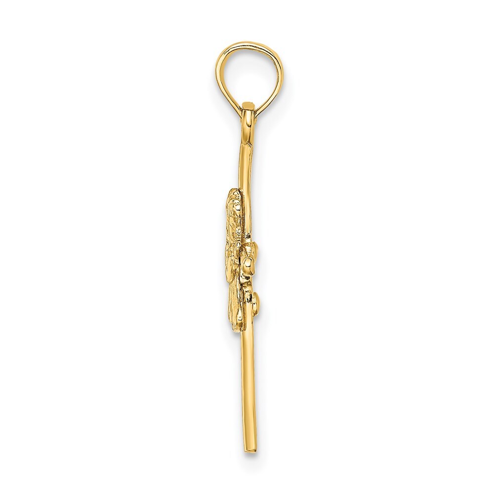 14k Yellow Gold Praying Girl Cross Charm Pendant for Women