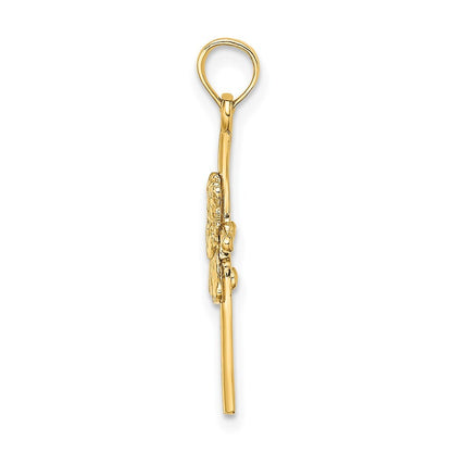 14k Yellow Gold Praying Girl Cross Charm Pendant for Women