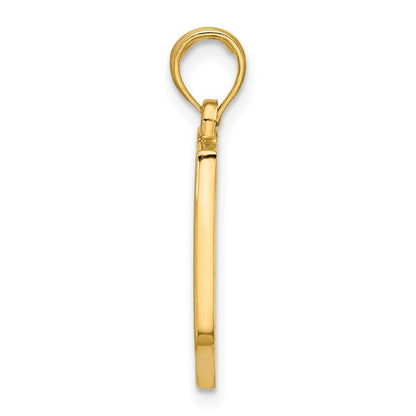 14k Yellow Gold Polished Shield with Cross Pendant for Women