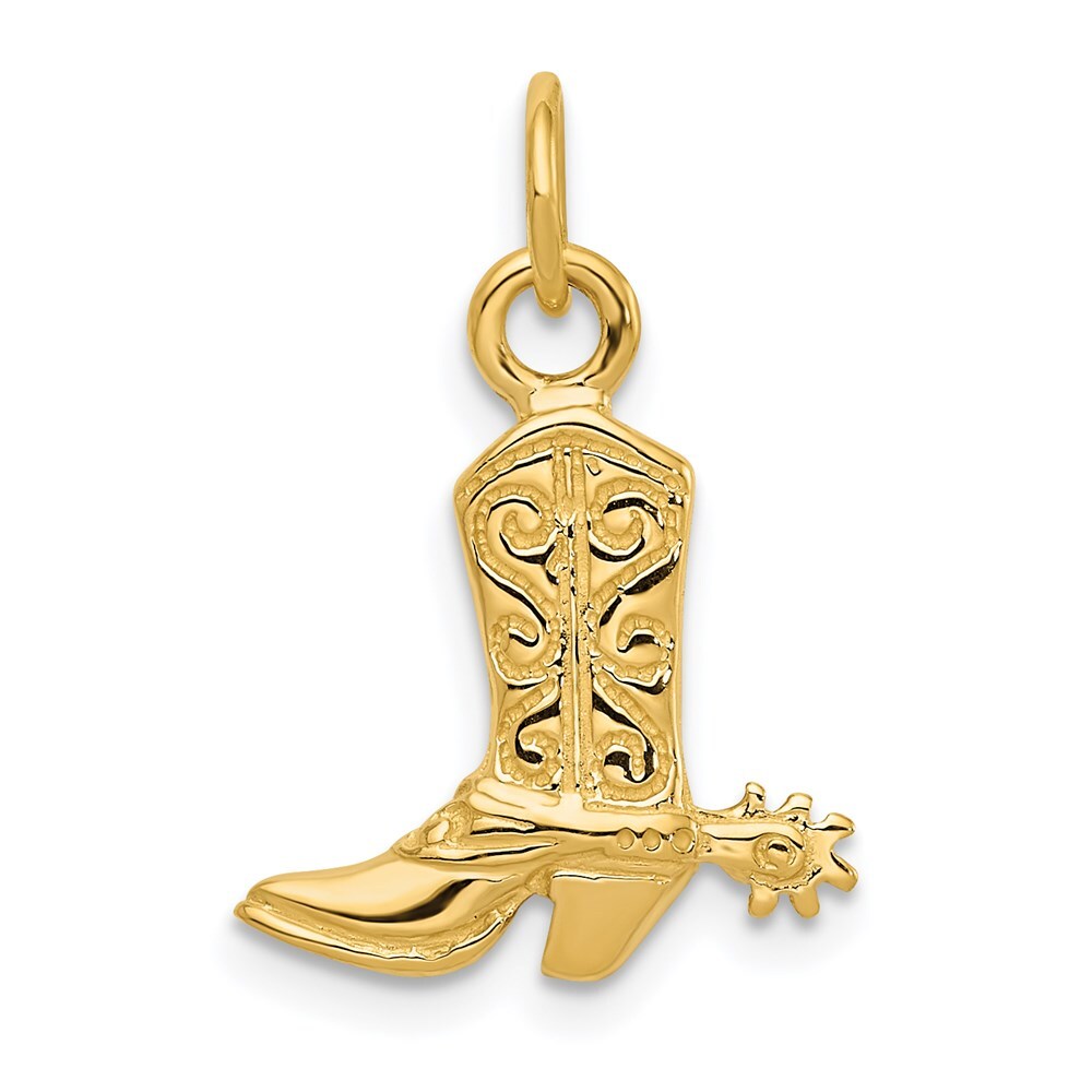 14k Yellow Gold 3-D Cowboy Boot Pendant for Women