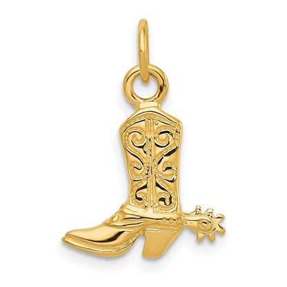 14k Yellow Gold 3-D Cowboy Boot Pendant for Women