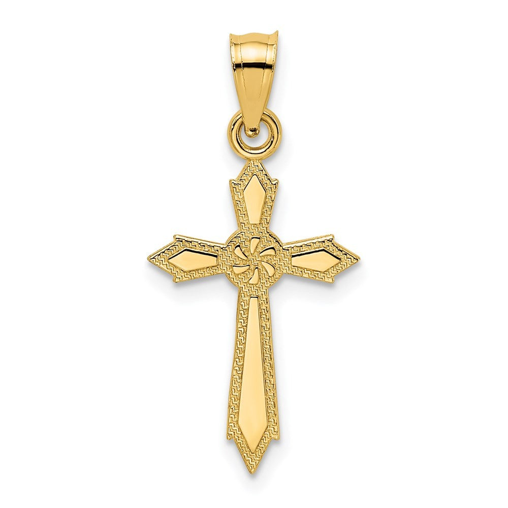 14k Yellow Gold w/ Engraved Edges Cross Charm
