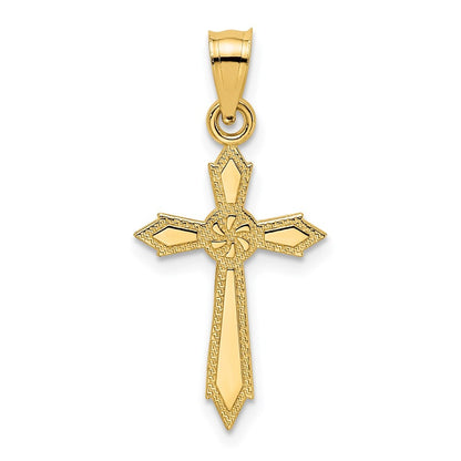 14k Yellow Gold w/ Engraved Edges Cross Charm