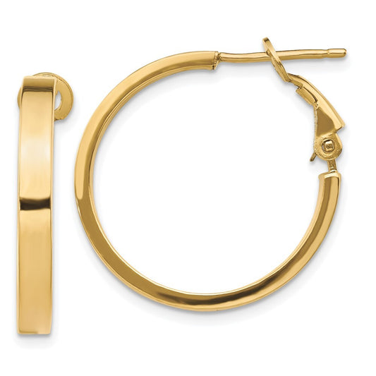 14k Yellow Gold 3x20mm Polished Square Tube Round Hoop Earrings Gift for Women