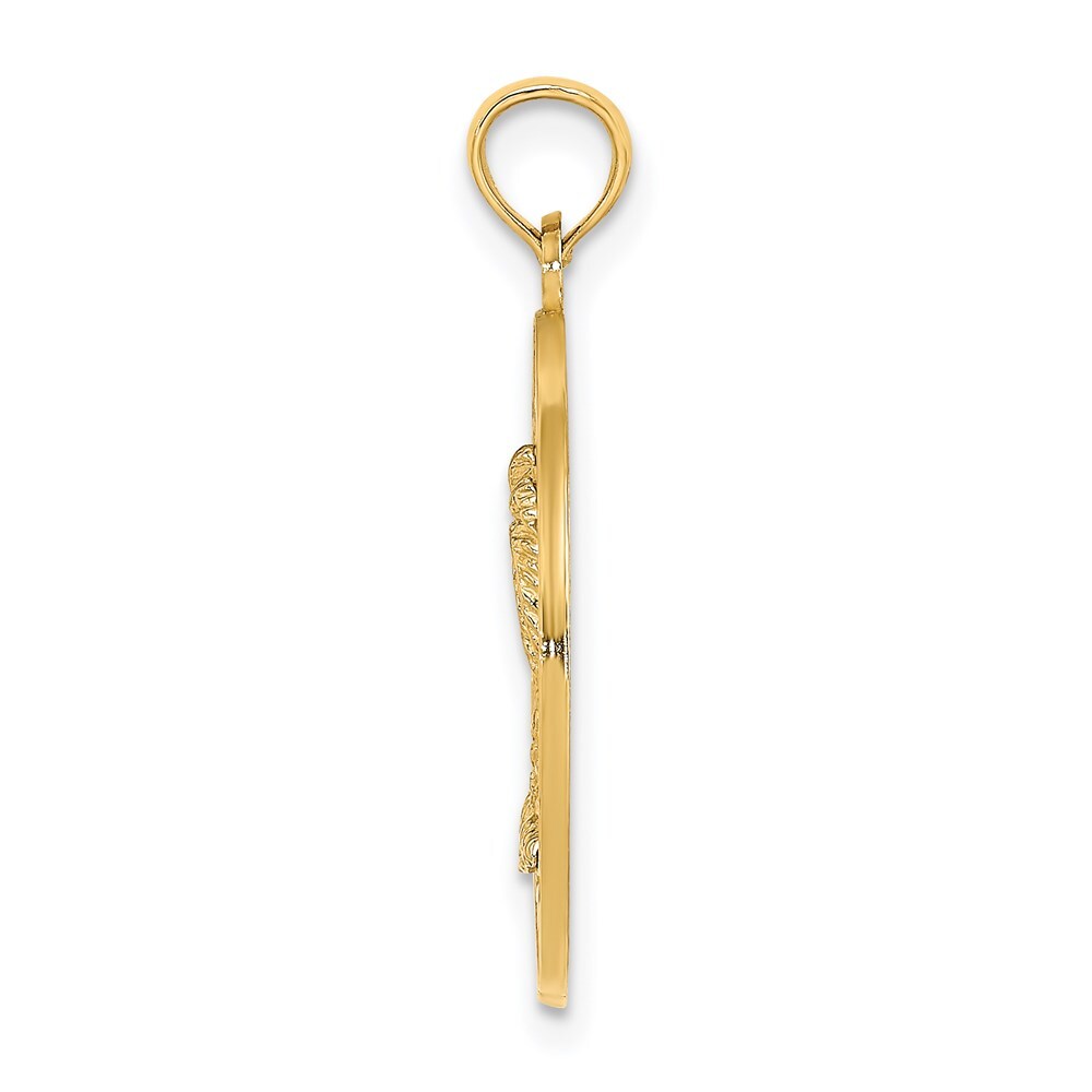 14k Yellow Gold KEY WEST Palm Tree Circle Charm Pendant for Women