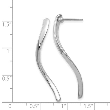 14k White Gold Long Curled Earrings