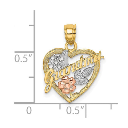 14k Two-tone with White Rhodium #1 GRANDMA In Heart Charm