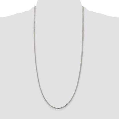 Sterling Silver 2mm Diamond-cut Square Franco Chain