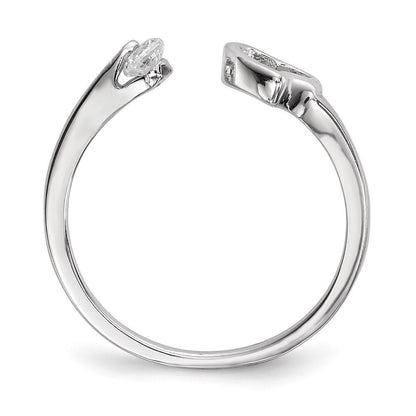 Sterling Silver Rhodium-plated Open Heart Cubic Zirconia Polished Ring Size 7