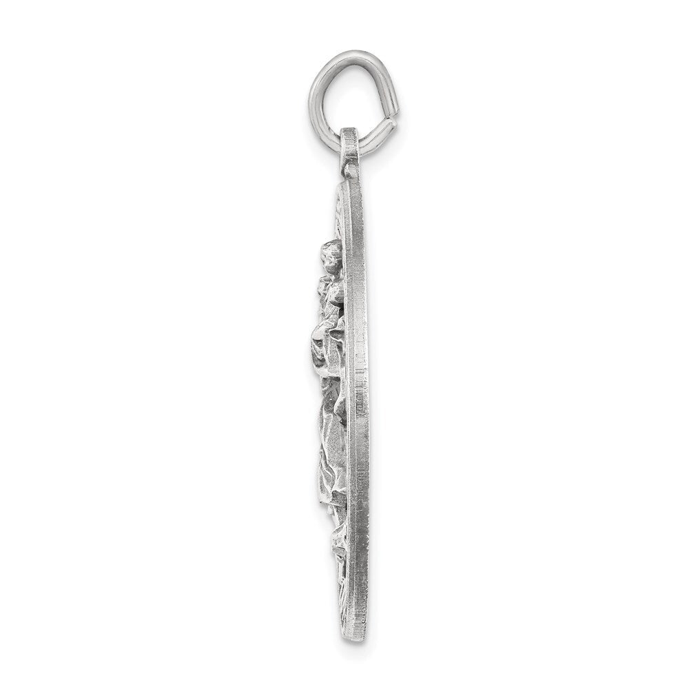 Sterling Silver Antiqued St. Christopher Medal Pendant
