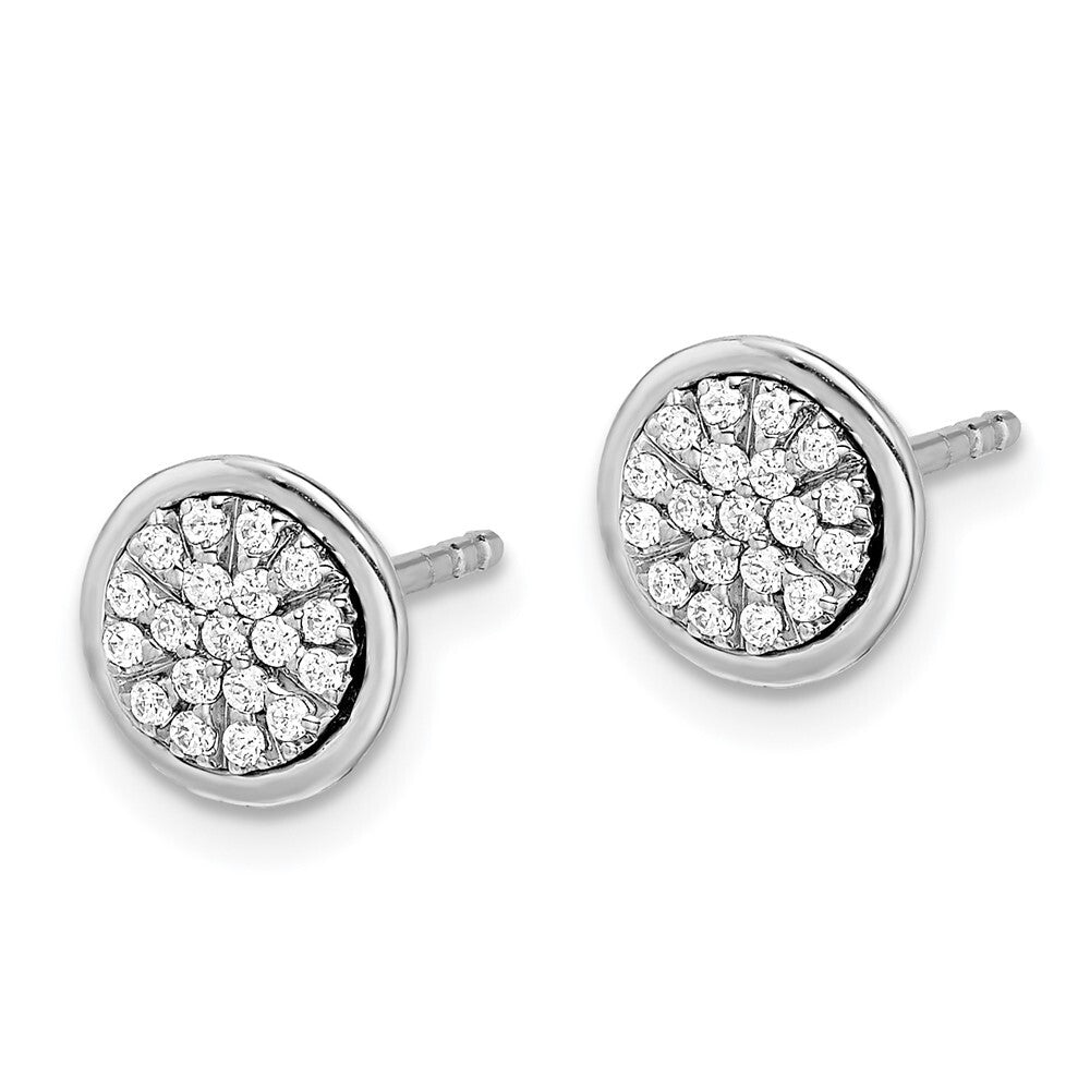 14k White Gold Diamond Cluster Stud Earrings