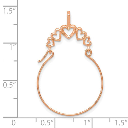 14k Rose Gold Polished 5-Heart Charm Pendant Holder for Women