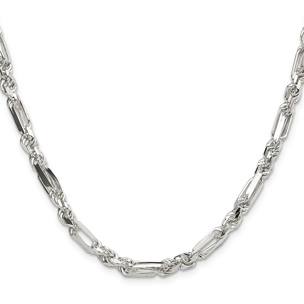 Sterling Silver 4.75mm Diamond-Cut Figarope Chain Necklace