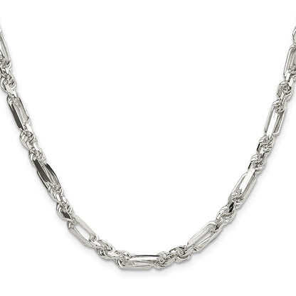 Sterling Silver 4.75mm Diamond-Cut Figarope Chain Necklace