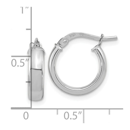 14k White Gold Polished 2.9mm Hoop Earrings Gift for Women