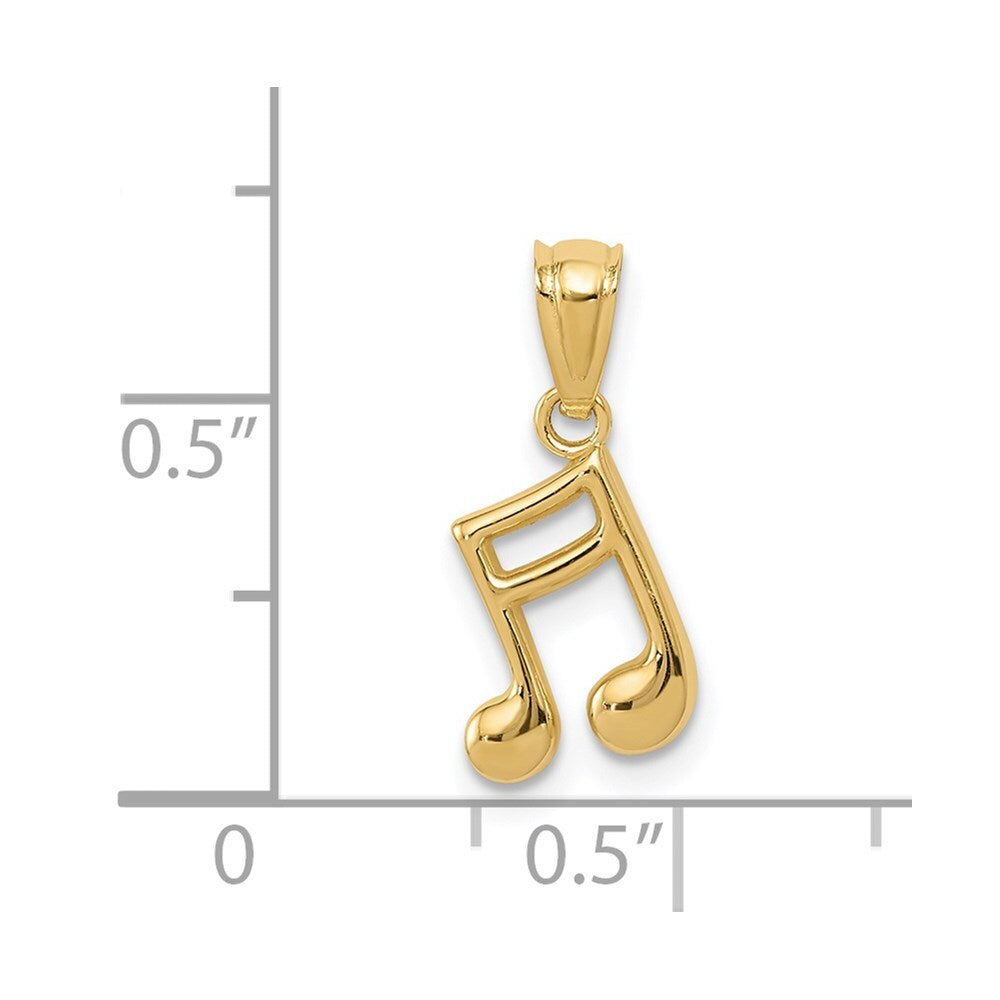 14k Yellow Gold Gold Polished Music Note Pendant for Women