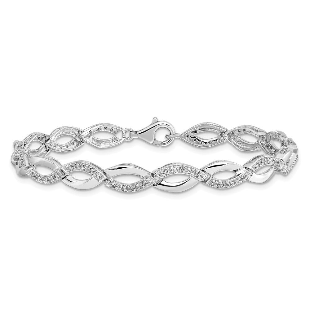 Sterling Silver Rhodium-plated Diam. Bracelet