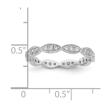 Sterling Silver Rhodium-plated Fancy Scalloped Cubic Zirconia Band Size 7
