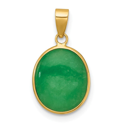 14k Yellow Gold Polished Jade Oval Cabochon Pendant
