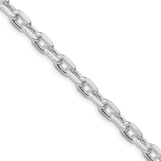 Sterling Silver Rhodium-plated 5.4mm Beveled Oval Cable Chain Necklace