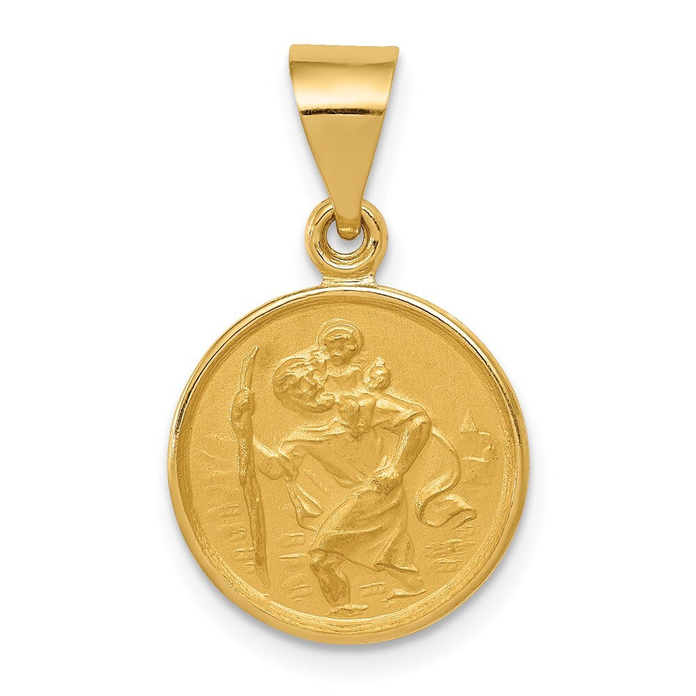 18k Yellow Gold Saint Christopher Medal Pendant for Women