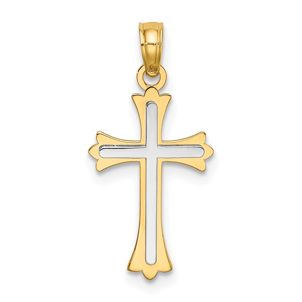 14k Two-tone Gold Center Cross Charm Pendant for Women