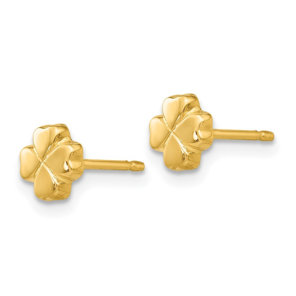 14k Yellow Gold Polished 4-Leaf Clover Earrings Gift for Women