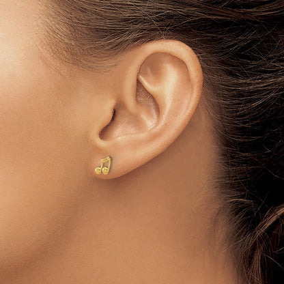 14k Yellow Gold Polished Music Notes Earrings