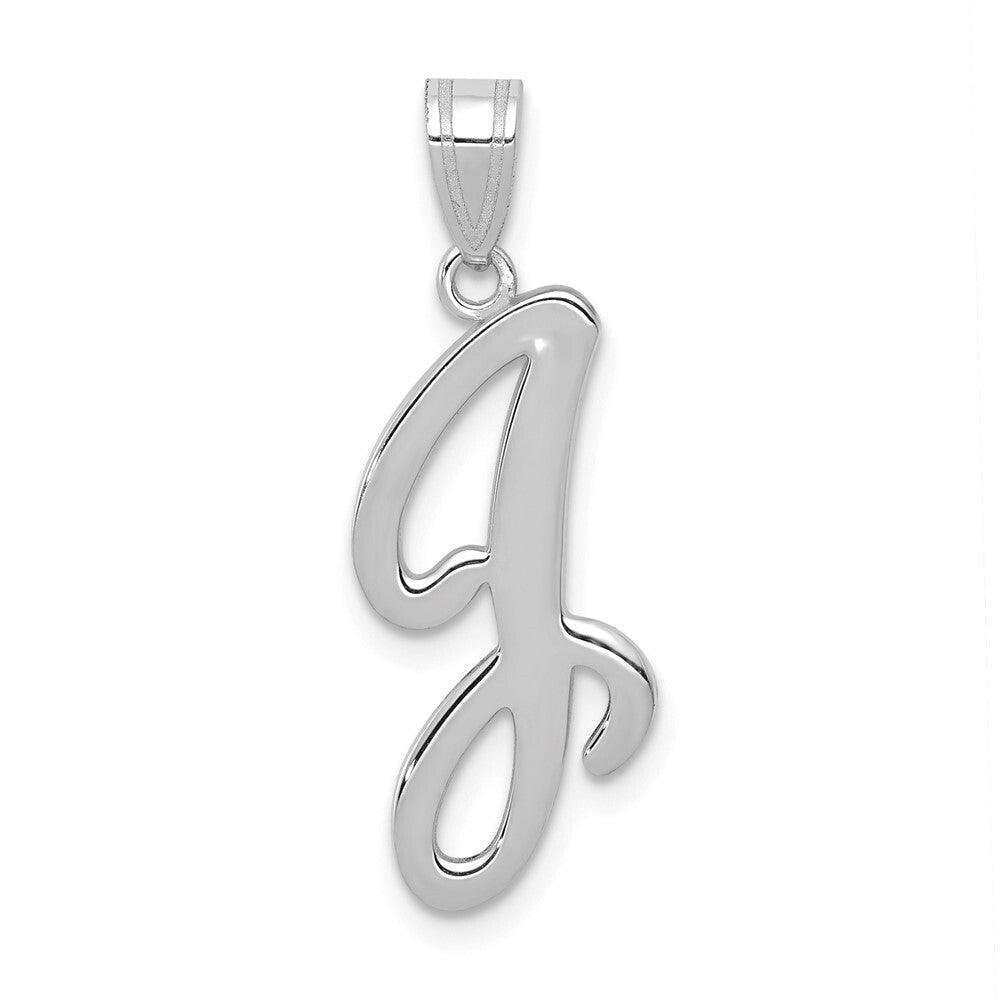 14k White Gold Script Letter J Initial Pendant for Women