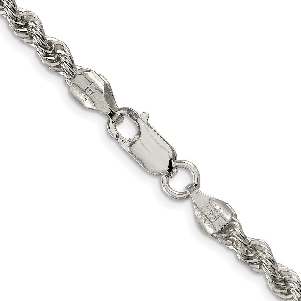 Sterling Silver Rhodium-plated 4.3mm Solid Rope Chain Necklace