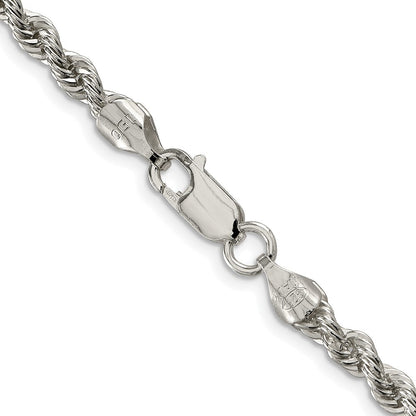 Sterling Silver Rhodium-plated 4.3mm Solid Rope Chain Necklace