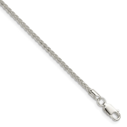 Sterling Silver 2.1mm Diamond-cut Square Spiga Chain Necklace