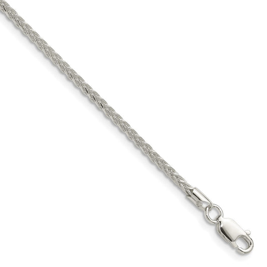 Sterling Silver 2.1mm Diamond-cut Square Spiga Chain Necklace