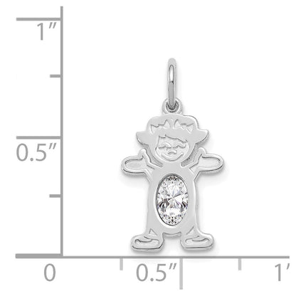 14k White Gold Girl 6x4 Oval Genuine White Topaz-April Pendant for Women