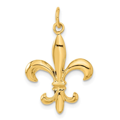 14k Yellow Gold Solid Fleur de Lis 3-D Charm